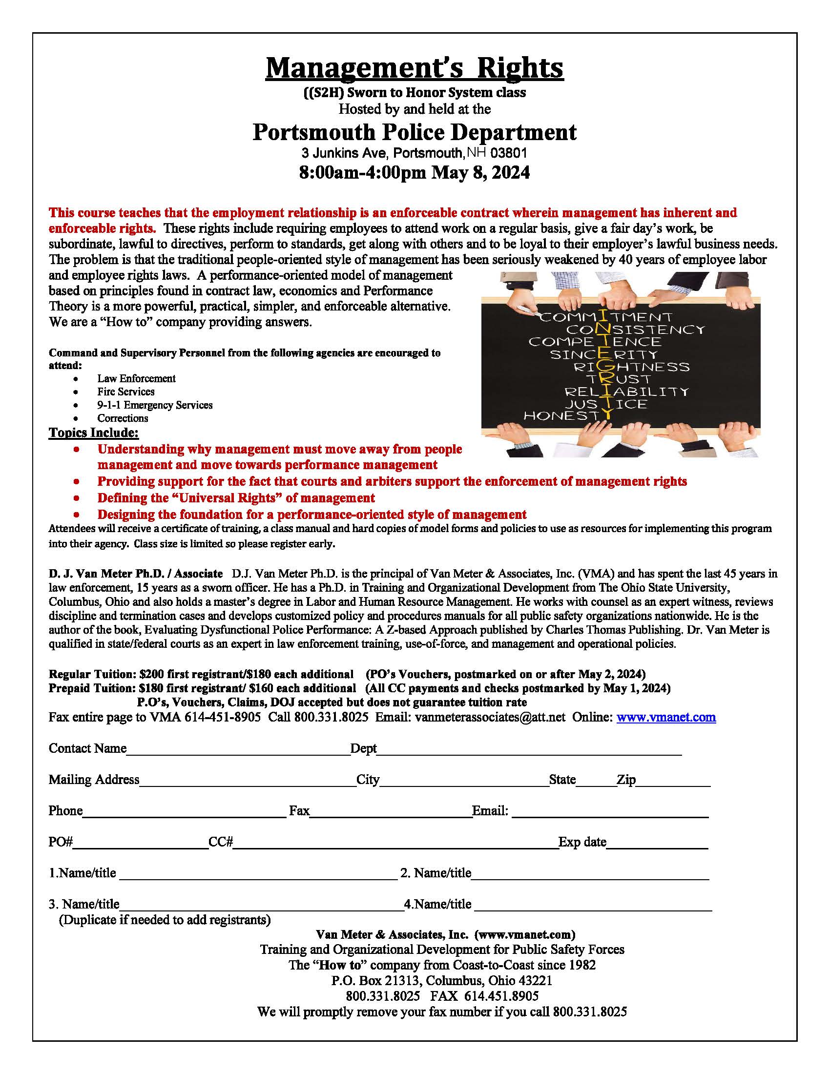 LAW ENFORCEMENT TRAINING CALENDAR City of Portsmouth